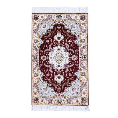 ペルシャ絨毯<br>タブリーズ産<br>毛＆絹 75×120cm<br>商品番号73951