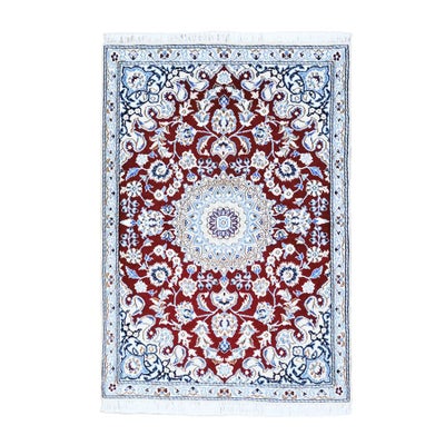 ペルシャ絨毯<br>ナイン産<br>毛＆絹 89×134cm<br>商品番号75390