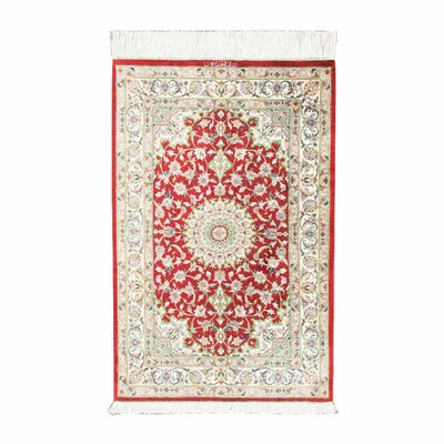 ペルシャ絨毯クム産<br>ラザヴィ工房<br>絹100％　58×88cm<br>商品番号76472