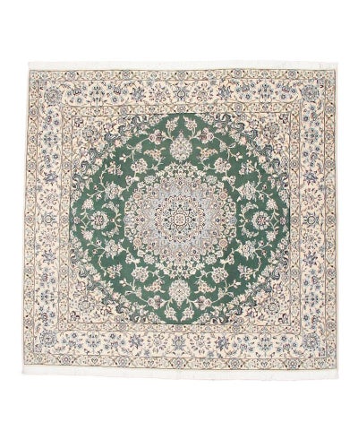 ペルシャ絨毯<br>ナイン産<br>毛&絹 197×197cm<br>商品番号74990