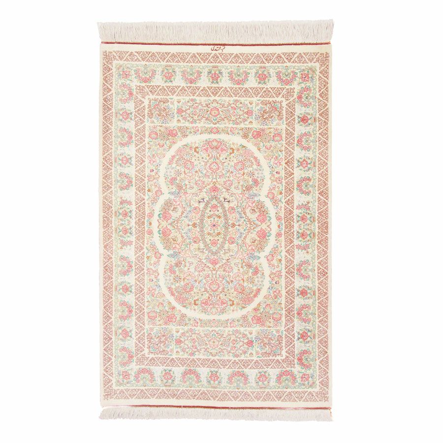 ペルシャ絨毯 クム産モハンマディ工房絹100% 78x118cm商品番号77340