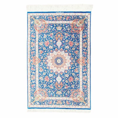 ペルシャ絨毯 クム産<br>サ－デグザーデ工房<br>絹100% 80x120cm<br>商品番号77351