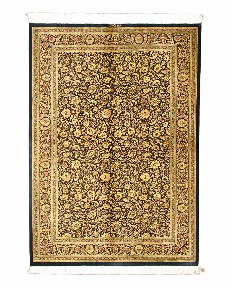 ペルシャ絨毯 クム産ハーレディ工房絹100% 136×197cm商品番号80303