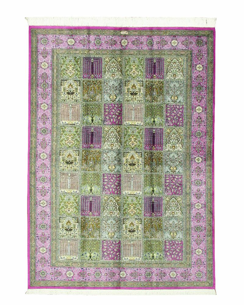 ペルシャ絨毯 クム産ババイ工房絹100% 135×197cm商品番号80307 | 本格