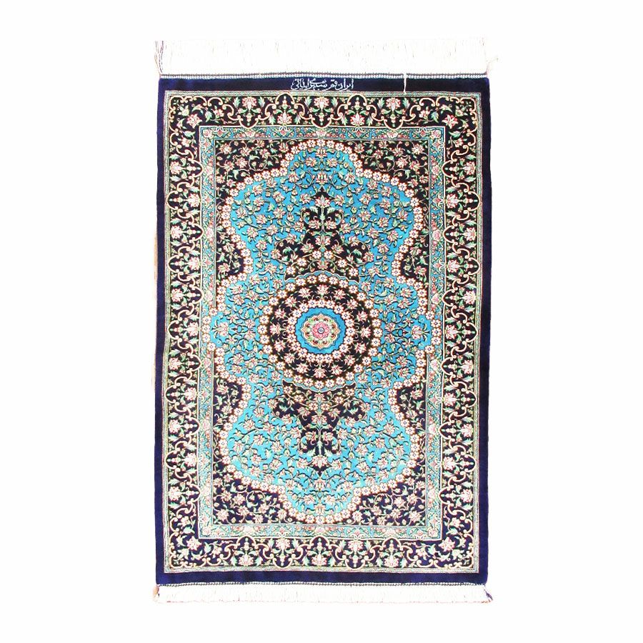 ペルシャ絨毯クム産イマニ工房絹100％ 60×93cm商品番号79571 | 本格