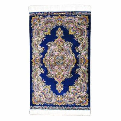 ペルシャ絨毯 クム産<br>テルメ工房<br>絹100% 80×128cm<br>商品番号69335