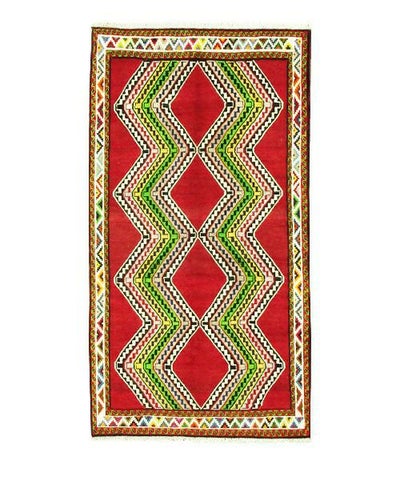 ペルシャ絨毯<br>シラーズ産<br>毛100％ 107×196cm<br>商品番号80451