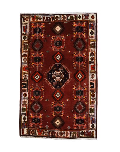 ペルシャ絨毯<br>シラーズ産<br>毛100％ 122×195cm<br>商品番号80460