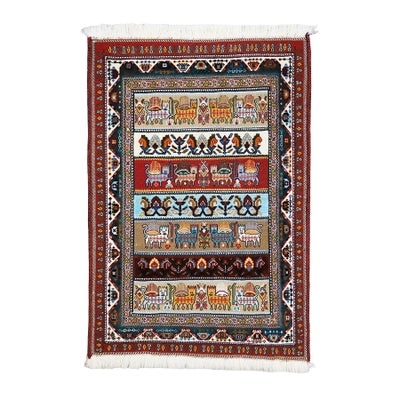 ペルシャ絨毯<br> キリムシルジャン産<br>毛100%　62×89cm<br>商品番号80440