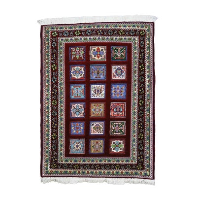 ペルシャ絨毯 キリム<br>シルジャン産<br>毛100%　87×117cm<br>商品番号80412