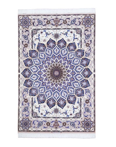 ペルシャ絨毯<br>イスファハン産<br>タバリ工房<br>毛＆絹 135x207cm<br>商品番号80663