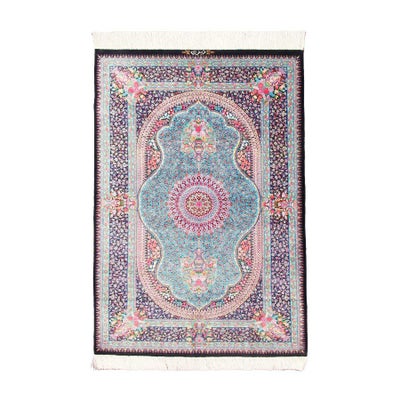 ペルシャ絨毯 クム産<br>サフィザーデ工房<br>絹100% 98x148cm<br>商品番号80700