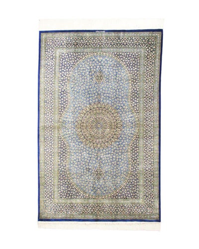 ペルシャ絨毯 クム産 <br>レザイ工房<br>絹100% 133×207cm<br>商品番号80686