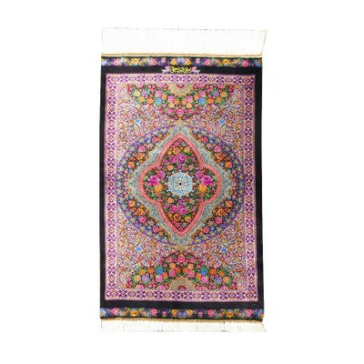 ペルシャ絨毯 クム産<br>ザビヒ工房<br>絹100% 58x97cm<br>商品番号80719