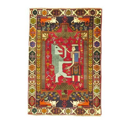 ペルシャ絨毯<br>シラーズ産<br>毛100％ 110×150cm<br>商品番号82025