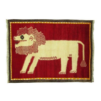 ペルシャ絨毯<br>シラーズ産<br>毛100％ 97×126cm<br>商品番号82029