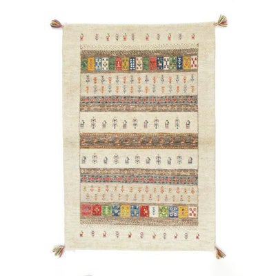 ペルシャ絨毯<br>シラーズ産ギャッベ<br>ファインカシュクリ<br>毛100％  84×128cm<br>商品番号83177