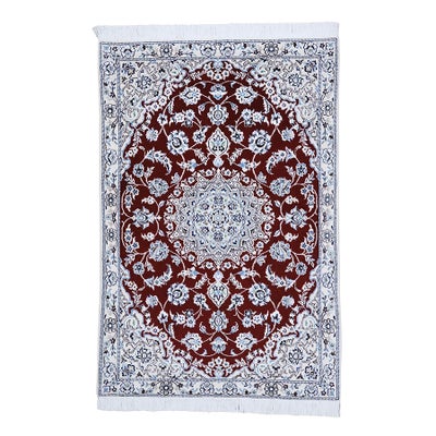 ペルシャ絨毯<br>ナイン産<br>毛＆絹 85×128cm<br>商品番号83456