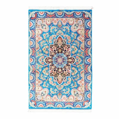 ペルシャ絨毯 クム産<br>アダビ工房<br>絹100% 79x120cm<br>商品番号83673
