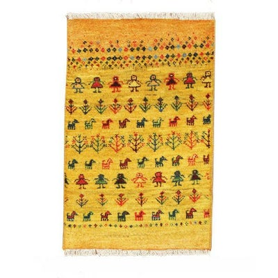 ペルシャ絨毯<br>シラーズ産ギャッベ<br>ファインカシュクリ<br>毛100％　51×80cm<br>商品番号83699