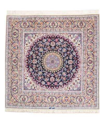 ペルシャ絨毯<br>イスファハン産<br>毛＆絹 207x209cm<br>商品番号83448