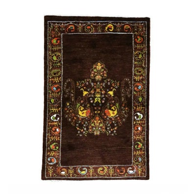 ペルシャ絨毯<br>シラーズ産ギャッベ<br>ファインカシュクリ<br>毛100％ 74×124cm<br>商品番号 84609