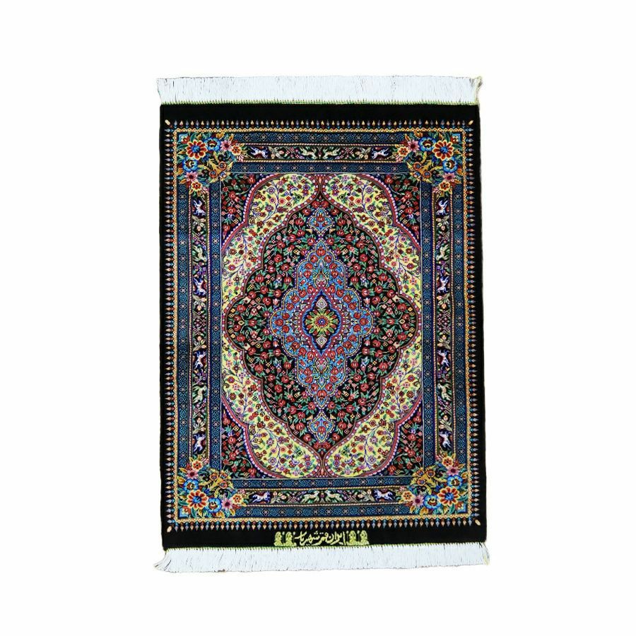 ペルシャ絨毯クム産シャリアー工房絹100％ 50×73cm商品番号84599