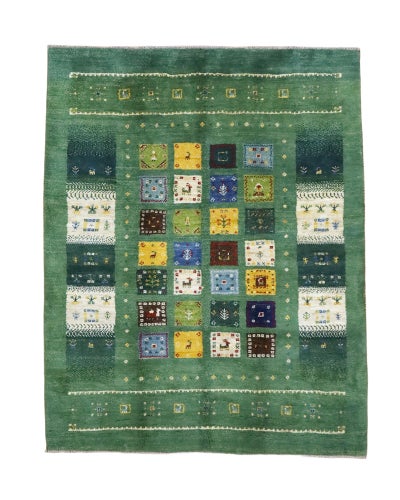 ペルシャ絨毯<br>シラーズ産ギャッベ<br>毛100%　153×195cm<br>商品番号84904