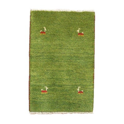 ペルシャ絨毯 手織り<br>ギャッベ　シラーズ産<br>毛100％　40×60cm<br>商品番号80755