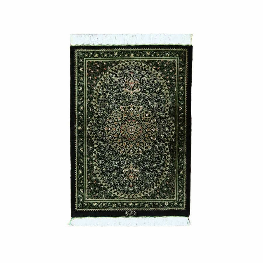 ペルシャ絨毯 クム産シャリアー工房絹100％ 50×75cm商品番号84597