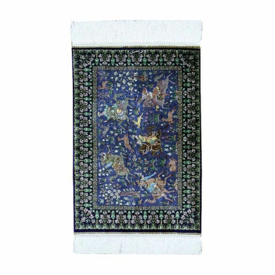 ペルシャ絨毯 クム産<br>マスミ工房<br>絹100％　59×89cm<br>商品番号87090