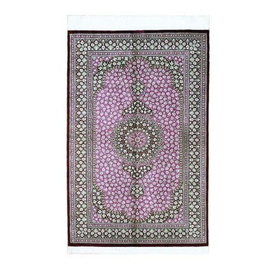 ペルシャ絨毯 クム産<br>ムサヴィ工房<br>絹100%  105×160cm<br>商品番号84965
