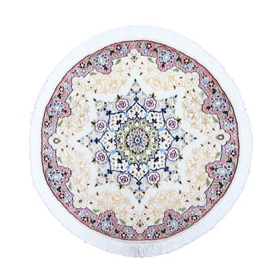 ペルシャ絨毯 ナイン産<br>毛&絹 約78×79cm<br>商品番号85168
