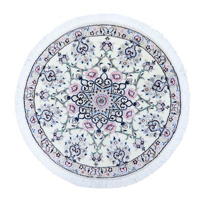 ペルシャ絨毯<br>ナイン産<br>毛&絹 約73×72cm<br>商品番号85171