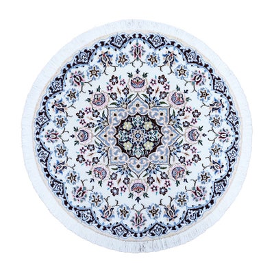 ペルシャ絨毯 ナイン産<br>毛&絹 約78×78cm<br>商品番号85172