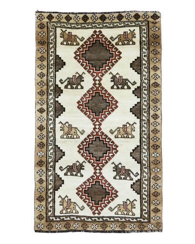 ペルシャ絨毯<br>シラーズ産<br>毛100％ 117×198cm<br>商品番号85553