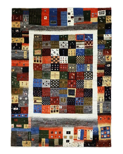 ペルシャ絨毯<br>シラーズ産ギャッベ<br>ファインカシュクリ<br>毛100％ 174×246cm<br>商品番号83687