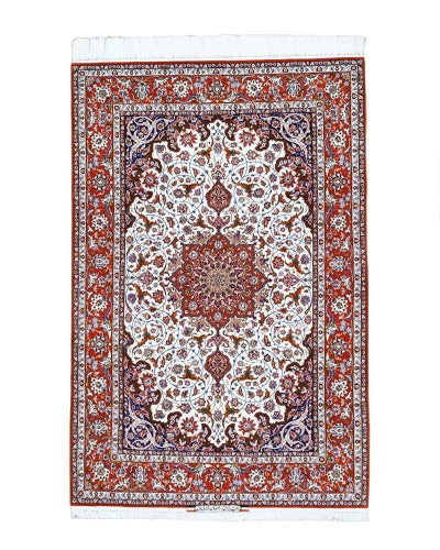 ペルシャ絨毯<br>イスファハン産<br>セラフィアン工房<br>毛＆絹 155×240cm<br>商品番号84557