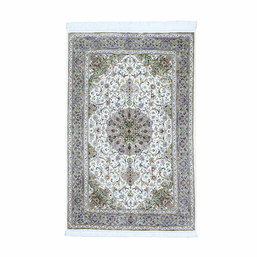 ペルシャ絨毯カシャーン産ファッラー工房絹100% 100×151cm商品番号