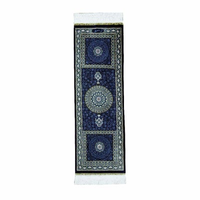 ペルシャ絨毯 クム産 マスミ工房<br>絹100％　36×110ｃｍ<br>商品番号87086