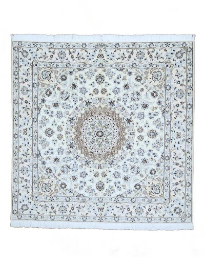 ペルシャ絨毯<br>ナイン産<br>毛&絹　200×200cm<br>商品番号85679