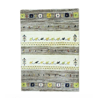ペルシャ絨毯<br>シラーズ産ギャッベ<br>ファインカシュクリ<br>毛100％　65×95cm<br>商品番号85690