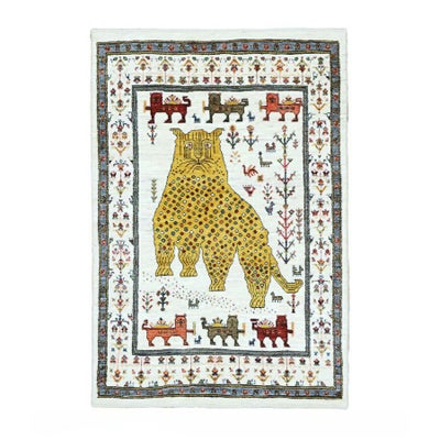 ペルシャ絨毯<br>シラーズ産ギャッベ<br>ファインカシュクリ<br>毛100%　117×173cm <br>商品番号85757