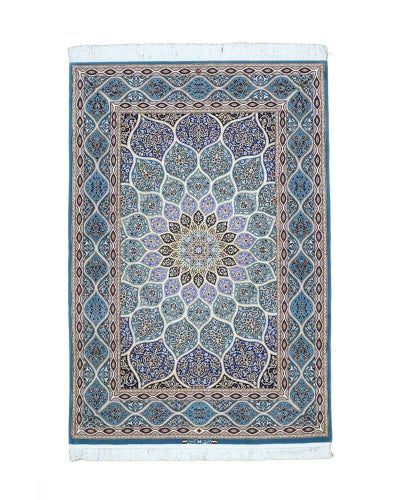 ペルシャ絨毯<br>イスファハン産<br>ホセイニ工房<br>毛＆絹 134x198cm<br>商品番号86134