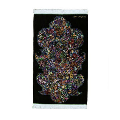 ペルシャ絨毯 クム産<br>エスファギ工房<br>絹100％ 61×104cm<br>商品番号86140