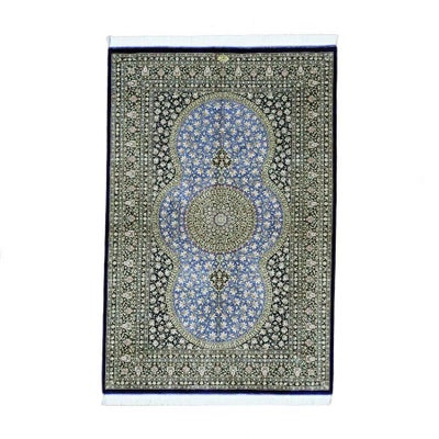 ペルシャ絨毯 クム産<br>ムサビ工房<br>絹100%  99×148cm<br>商品番号86139