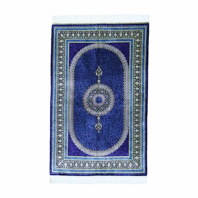 ペルシャ絨毯 クム産<br>マスミ工房<br>絹100% 95×148cm<br>商品番号86145