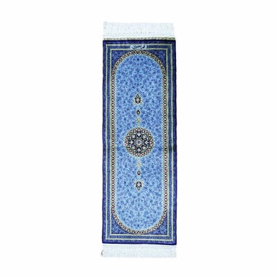 ペルシャ絨毯 クム産 マスミ工房<br>絹100％　37×103ｃｍ<br>商品番号86150