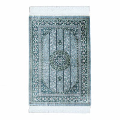 ペルシャ絨毯 クム産<br>マスミ工房<br>絹100％　72×110cm<br>商品番号87081