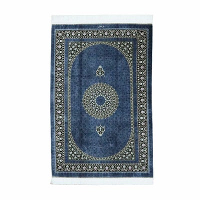 ペルシャ絨毯 クム産<br>マスミ工房<br>絹100% 98×148cm<br>商品番号87077